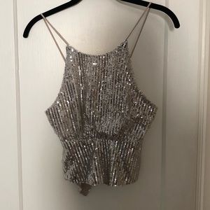 NWT Zara Sequin Spaghetti Strap Top